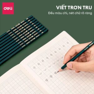 Vỉ 10/12 Bút Chì Gỗ 2B HB Học Sinh Deli